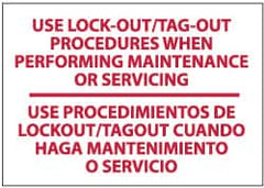 NMC - "Use Lock-Out/Tag-Out Procedures When Performing Maintenance or Servicing", 10" Long x 14" Wide, Pressure-Sensitive Vinyl Safety Sign - Rectangle, 0.004" Thick, Use for Accident Prevention - Exact Tooling