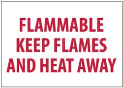 NMC - "Flammable - Keep Flames and Heat Away", 7" Long x 10" Wide, Pressure-Sensitive Vinyl Safety Sign - Rectangle, 0.004" Thick, Use for Hazardous Materials - Exact Tooling