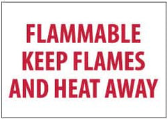 NMC - "Flammable - Keep Flames and Heat Away", 7" Long x 10" Wide, Pressure-Sensitive Vinyl Safety Sign - Rectangle, 0.004" Thick, Use for Hazardous Materials - Exact Tooling