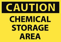 NMC - Hazardous Materials Label, Header: CAUTION - Legend: Caution - Chemical Storage Area, English, Black & Yellow, 5" Long x 3" High, Sign Muscle Finish - Exact Tooling