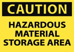 NMC - Hazardous Materials Label, Header: CAUTION - Legend: Caution - Hazardous Material Storage Area, English, Black & Yellow, 5" Long x 3" High, Sign Muscle Finish - Exact Tooling