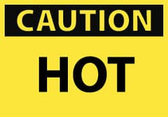 NMC - Hazardous Materials Label, Header: CAUTION - Legend: Caution - Hot, English, Black & Yellow, 5" Long x 3" High, Sign Muscle Finish - Exact Tooling
