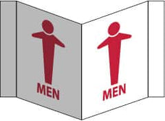 NMC - "Men", 5-3/4" Long x 8-3/4" Wide, Rigid Plastic Safety Sign - Rectangle, 0.125" Thick, Use for Restroom, Janitorial & Housekeeping - Exact Tooling