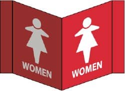 NMC - "Women", 8" Long x 14-1/2" Wide, Rigid Plastic Safety Sign - Rectangle, 0.125" Thick, Use for Restroom, Janitorial & Housekeeping - Exact Tooling