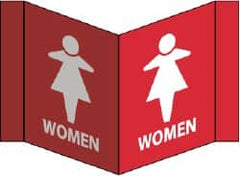 NMC - "Women", 8" Long x 14-1/2" Wide, Rigid Plastic Safety Sign - Rectangle, 0.125" Thick, Use for Restroom, Janitorial & Housekeeping - Exact Tooling