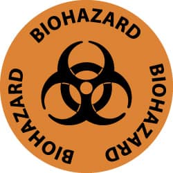 NMC - Biohazard, Anti-Skid Pressure-Sensitive Vinyl Floor Sign - Round, Black on Orange, Adhesive Backed, For Hazardous Materials - Exact Tooling