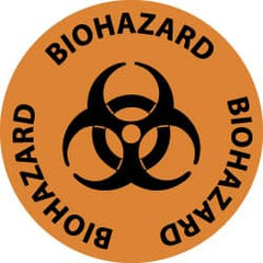 NMC - Biohazard, Anti-Skid Pressure-Sensitive Vinyl Floor Sign - Round, Black on Orange, Adhesive Backed, For Hazardous Materials - Exact Tooling