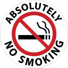 NMC - Absolutely No Smoking, Anti-Skid Pressure-Sensitive Vinyl Floor Sign - Round, Black & Red on White, Adhesive Backed, For Security & Admittance - Exact Tooling