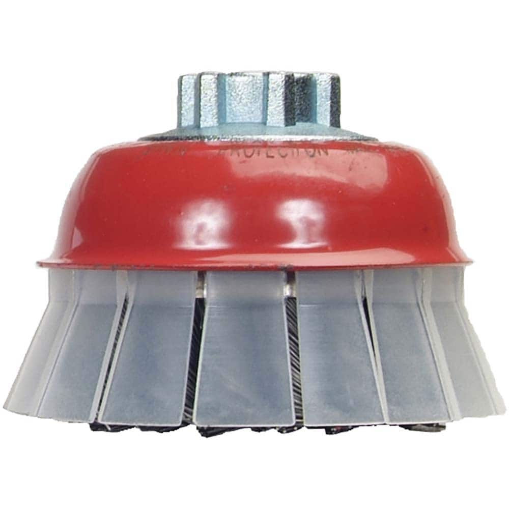 Norton - 5" Diam 5/8-11 Threaded Arbor Carbon Steel Fill Cup Brush - Exact Tooling