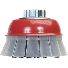 Norton - 5" Diam 5/8-11 Threaded Arbor Carbon Steel Fill Cup Brush - Exact Tooling