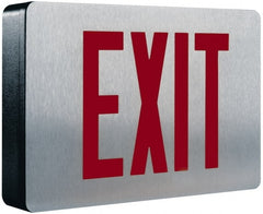 Cooper Lighting - 2 Face, 0.98, 1.04 Watt, Black, Aluminum, LED, Illuminated Exit Sign - 120/277 VAC, Nickel Cadmium, Surface Mounted, 12-5/8 Inch Long x 2-1/4 Inch Wide x 8-1/4 Inch High - Exact Tooling