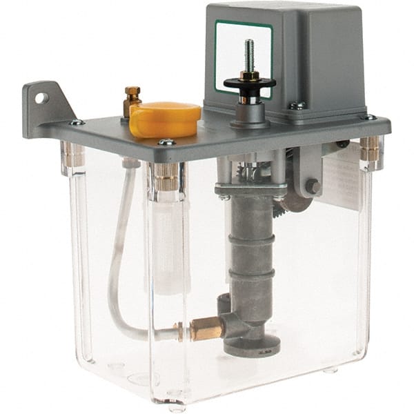 Trico - 2 L Reservoir Capacity, 15 cc Output per Cycle, 15 cc Output per Hour, Central Lubrication System Electric Pump - 0-60 min Interval Between Cycles, 165mm Wide x 255mm High, 110 Volt, Oil, 5/16-24 Outlet Thread - Exact Tooling