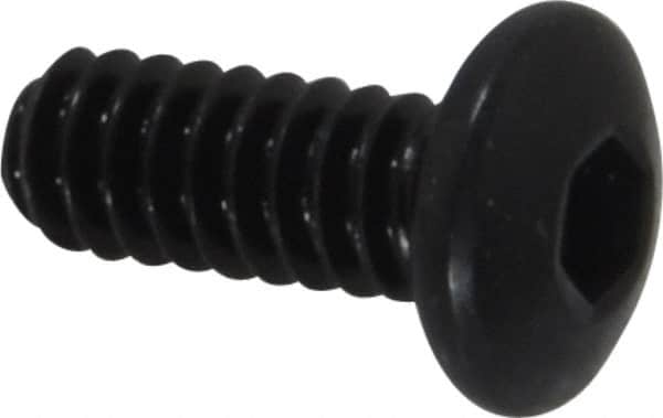 Holo-Krome - #10-24 UNC Hex Socket Drive, Button Screw - Alloy Steel, Black Oxide Finish, Fully Threaded, 1/2" Length Under Head - Exact Tooling