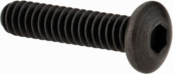 Holo-Krome - #10-24 UNC Hex Socket Drive, Button Screw - Alloy Steel, Black Oxide Finish, Fully Threaded, 7/8" Length Under Head - Exact Tooling