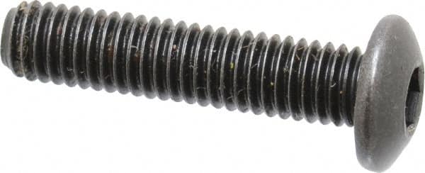 Holo-Krome - #10-32 UNF Hex Socket Drive, Button Screw - Alloy Steel, Black Oxide Finish, Fully Threaded, 7/8" Length Under Head - Exact Tooling