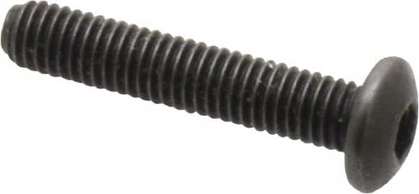 Holo-Krome - #10-32 UNF Hex Socket Drive, Button Screw - Alloy Steel, Black Oxide Finish, Fully Threaded, 1" Length Under Head - Exact Tooling