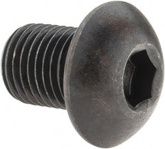 Holo-Krome - 3/8-24 UNF Hex Socket Drive, Button Screw - Alloy Steel, Black Oxide Finish, Fully Threaded, 1/2" Length Under Head - Exact Tooling