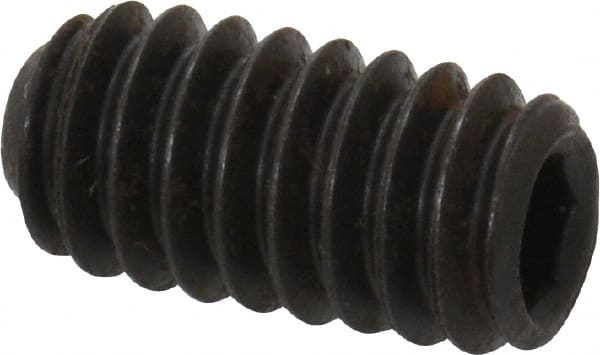 Holo-Krome - 1/4-20 UNC, 1/2" OAL, Internal Knurl Point Set Screw - Grade 8 Alloy Steel, 1/8" Key - Exact Tooling