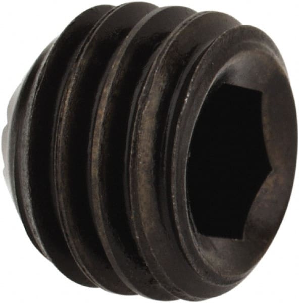 Holo-Krome - 1/4-28 UNF, 3/16" OAL, Internal Knurl Point Set Screw - Grade 8 Alloy Steel, 1/8" Key - Exact Tooling