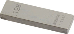 Mitutoyo - 0.128" Rectangular Steel Gage Block - Accuracy Grade 0, Includes Certificate of Inspection - Exact Tooling