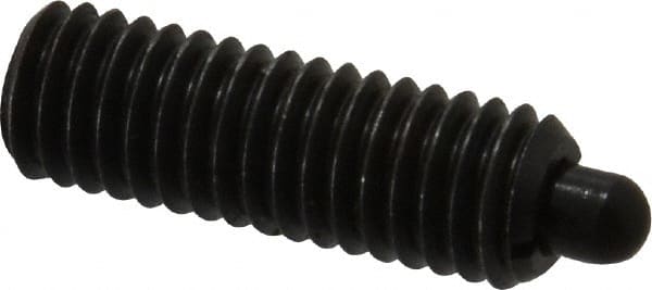 Gibraltar - 3/8-16, 1-1/8" Thread Length, 3/16" Plunger Projection, Steel Threaded Spring Plunger - 3/16" Max Plunger Diam, 1-1/8" Plunger Length, 2.8 Lb Init End Force, 7.2 Lb Final End Force - Exact Tooling