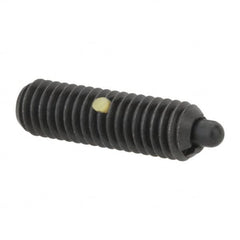 Gibraltar - M6 x 1.0, 0.787" Thread Length, 0.098" Plunger Projection, Steel Threaded Spring Plunger - 0.106" Max Plunger Diam, 0.787" Plunger Length, 1.57 Lb Init End Force, 4.5 Lb Final End Force - Exact Tooling