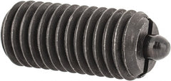 Gibraltar - M10 x 1.5, 0.866" Thread Length, 0.118" Plunger Projection, Steel Threaded Spring Plunger - 0.157" Max Plunger Diam, 0.866" Plunger Length, 2.02 Lb Init End Force, 7.87 Lb Final End Force - Exact Tooling