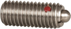 Gibraltar - M12 x 1.75, 1.102" Thread Length, 0.157" Plunger Projection, Stainless Steel Threaded Spring Plunger - 0.236" Max Plunger Diam, 1.102" Plunger Length, 2.25 Lb Init End Force, 12.36 Lb Final End Force - Exact Tooling