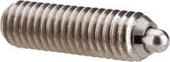 Gibraltar - M6 x 1.0, 0.787" Thread Length, 0.098" Plunger Projection, Stainless Steel Threaded Spring Plunger - 0.106" Max Plunger Diam, 0.787" Plunger Length, 4.05 Lb Init End Force, 11.24 Lb Final End Force - Exact Tooling