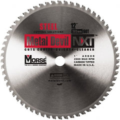 M.K. MORSE - 12" Diam, 1" Arbor Hole Diam, 60 Tooth Wet & Dry Cut Saw Blade - Steel, Standard Round Arbor - Exact Tooling