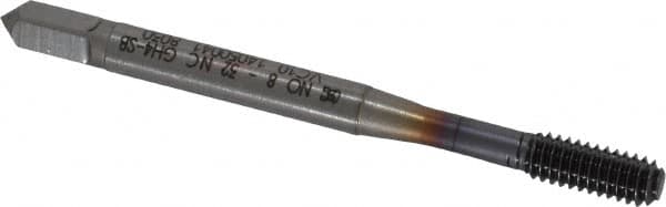 OSG - #8-32 UNC H4 Thread Limit Bottoming Thread Forming Tap - Powdered Metal High Speed Steel, TiCN Finish, 2-1/8" OAL, 3/4" Thread Length, Right Hand Thread, Series EXOTAP NRT - Exact Tooling