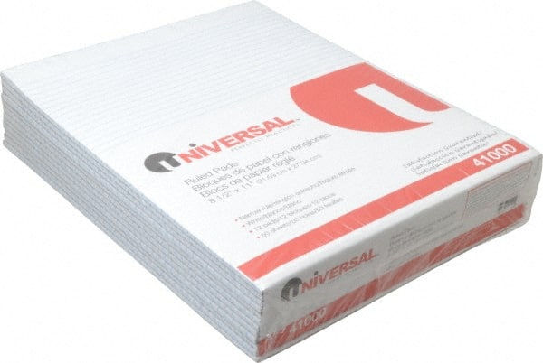 UNIVERSAL - 50 Sheet, 8-1/2 x 11", Glue Top Ruled Writing Pad - White - Exact Tooling