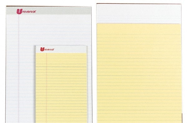 UNIVERSAL - 50 Sheet, 8-1/2 x 14", Perforated Style Ruled Pads - Canary - Exact Tooling
