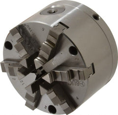 Buck Chuck Company - 6 Jaws, 4" Diam, Self Centering Manual Lathe Chuck - Front Mount, Adjustable, 4,725 Max RPM, 1.04" Through Hole Diam, Forged Steel - Exact Tooling