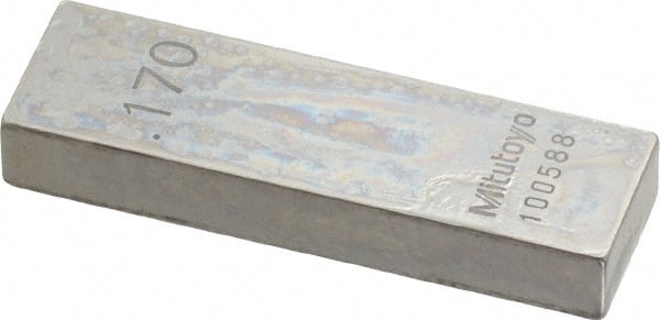 Mitutoyo - 0.17" Rectangular Steel Gage Block - Accuracy Grade 0, Includes Certificate of Inspection - Exact Tooling