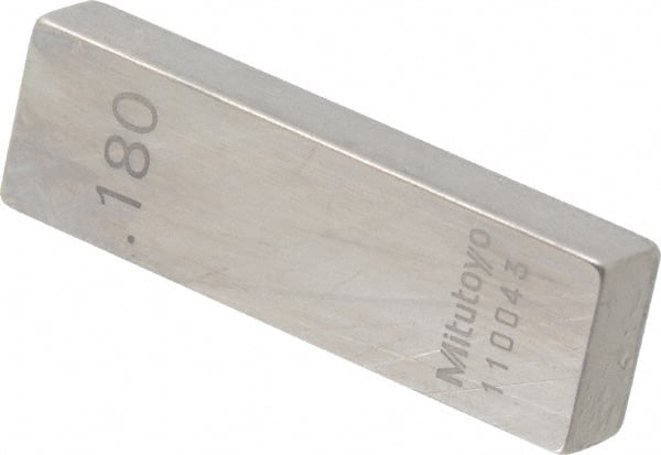 Mitutoyo - 0.18" Rectangular Steel Gage Block - Accuracy Grade 0, Includes Certificate of Inspection - Exact Tooling