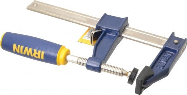 Irwin - 6" Capacity, 3-1/8" Throat Depth Bar Clamp - 1,000 Lb Clamping Pressure, 6" OAL - Exact Tooling