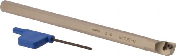 Iscar - 0.449" Min Bore Diam, 6" OAL, 3/8" Shank Diam, S-SCLC Indexable Boring Bar - CC.T 2 Insert, Screw Holding Method - Exact Tooling