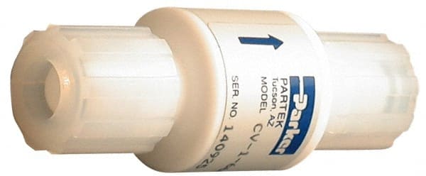 Parker - 1/2" PTFE Check Valve - Inline, PARGRIP x PARGRIP, 120 WOG - Exact Tooling