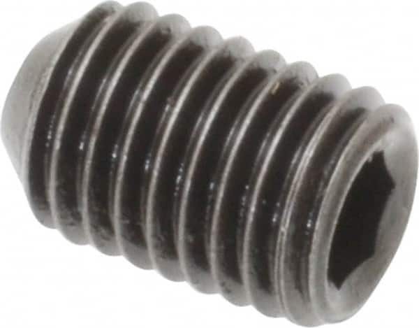 Holo-Krome - 1/4-28 UNF, 3/8" OAL, Cup Point Set Screw - Grade 8 Alloy Steel, 1/8" Key - Exact Tooling