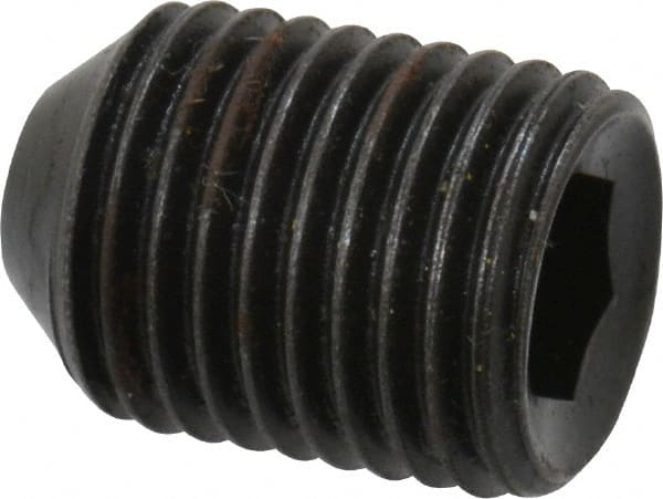 Holo-Krome - 3/8-24 UNF, 1/2" OAL, Cup Point Set Screw - Grade 8 Alloy Steel, 3/16" Key - Exact Tooling