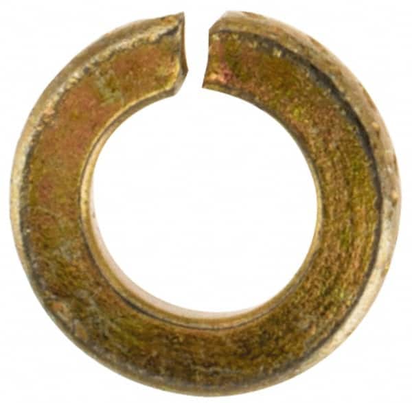 Value Collection - #2, 0.088" ID, 0.02" Thick Split Lock Washer - Grade 2 Spring Steel, Zinc Yellow Dichromate Finish, 0.088" Min ID, 0.094" Max ID, 0.172" Max OD - Exact Tooling