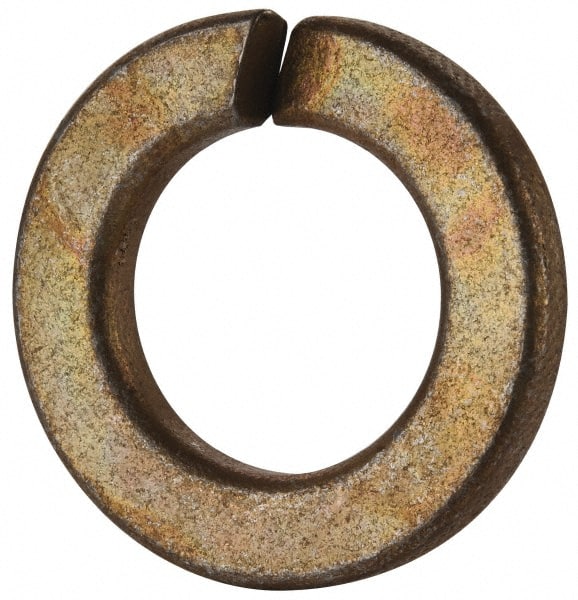 Value Collection - 9/16", 0.564" ID, 0.141" Thick Split Lock Washer - Grade 2 Spring Steel, Zinc Yellow Dichromate Finish, 0.564" Min ID, 0.574" Max ID, 0.965" Max OD - Exact Tooling