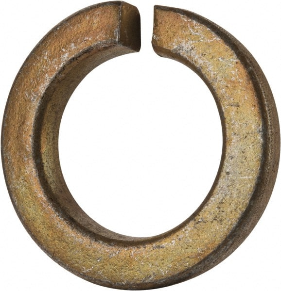 Value Collection - 1-3/8", 1.379" ID, 0.344" Thick Split Lock Washer - Grade 8 Spring Steel, Zinc Yellow Dichromate Finish, 1.379" Min ID, 1.408" Max ID, 2.219" Max OD - Exact Tooling