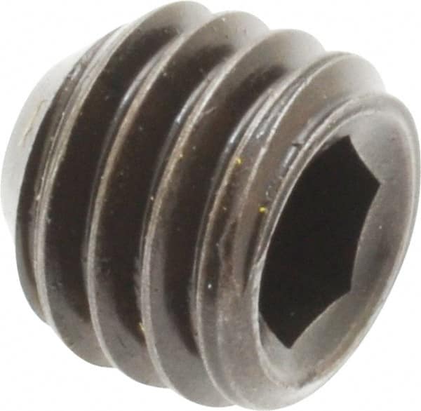 Holo-Krome - 7/16-14 UNC, 3/8" OAL, Cup Point Set Screw - Grade 8 Alloy Steel, 7/32" Key - Exact Tooling