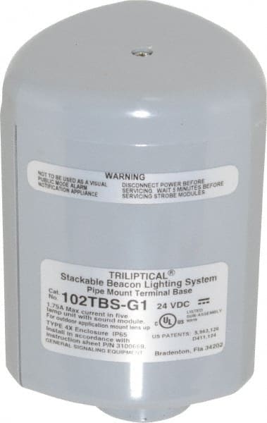 Edwards Signaling - Flashing and Steady, Stackable Tower Light Base Unit - 24 VDC, 1.75 Amp, IP54, IP65 Ingress Rating, 3R, 4X NEMA Rated, Pipe Mount - Exact Tooling