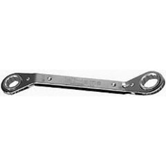 Williams - 1/4 x 5/16", 12 Point, Chrome Finish, Double End, Reversible Ratcheting Offset Box Wrench - Exact Tooling