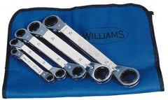 Williams - 5 Pc, 1/4 x 5/16 - 3/4 x 7/8", 12-Point Ratcheting Box Wrench Set - Exact Tooling