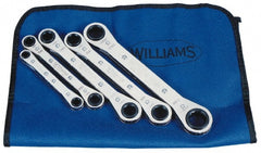 Williams - 5 Pc, 7 - 17mm, 6, 12-Point Metric Ratcheting Box Wrench Set - Exact Tooling