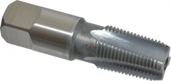 Hertel - 3/8-18 NPT Thread, 4 Flute Standard Pipe Tap - 2-9/16" OAL, 1-1/16" Thread Length, 0.7" Shank Diam, Chrome Finish, High Speed Steel - Exact Tooling